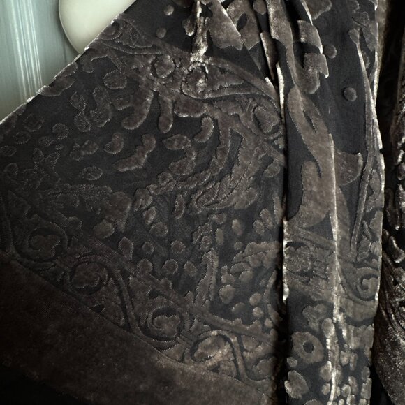 Vintage Burnout Velvet Scarf Grey Black Witchy Whimsigoth 90s Elegant Square - Picture 4 of 5